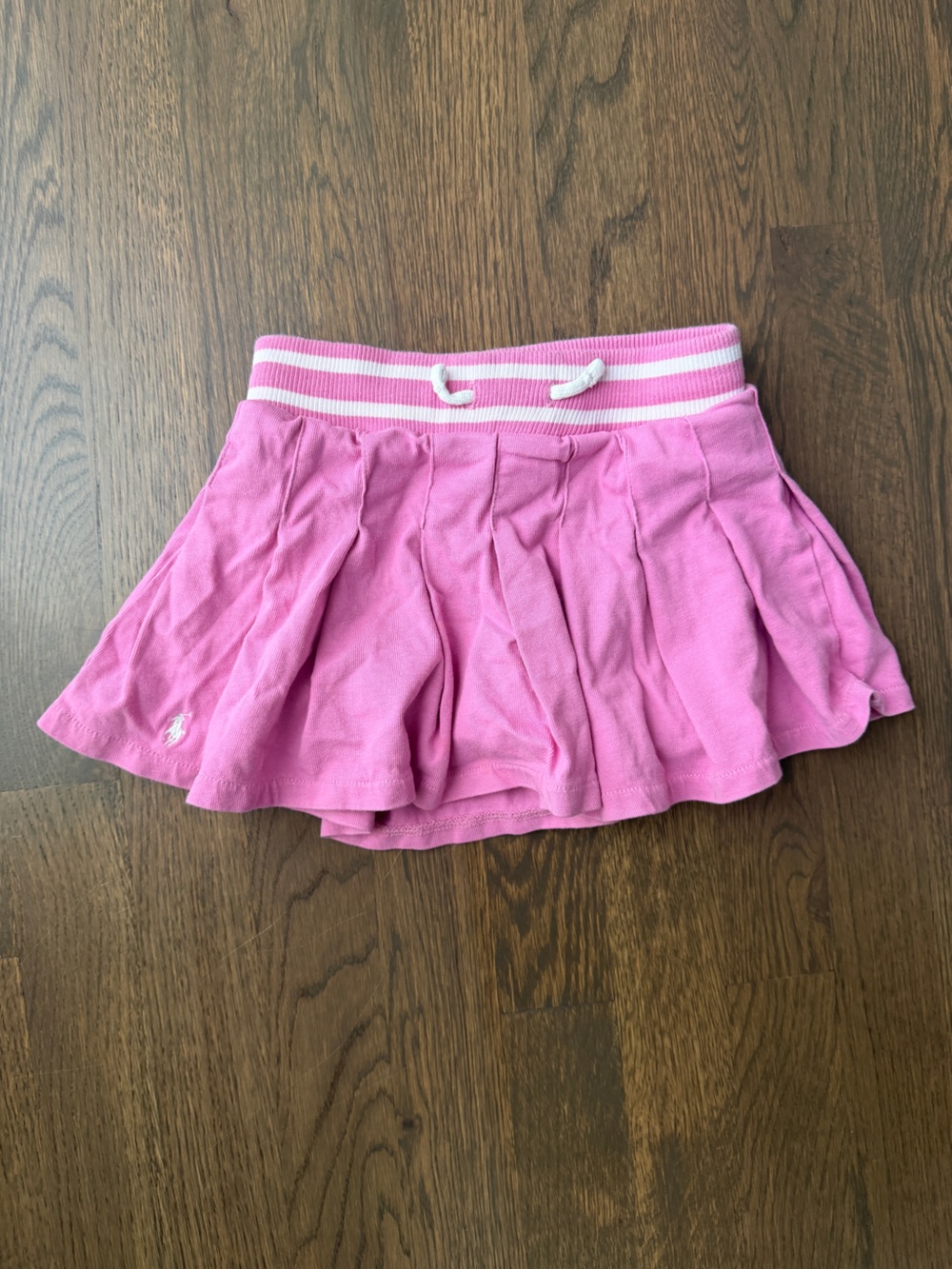 Ralph Lauren Pink Pleated Cotton Skort with Striped Waistband